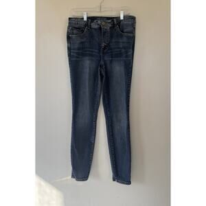 Maurices High-Rise Skinny Stretch Jeans Dark Blue Denim Button Zip Women’s Tall